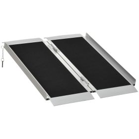 HOMCOM 3ft Portable Wheelchair Ramp, Aluminum, Single-Fold, Mobility Scooter Access, with Handle, Black